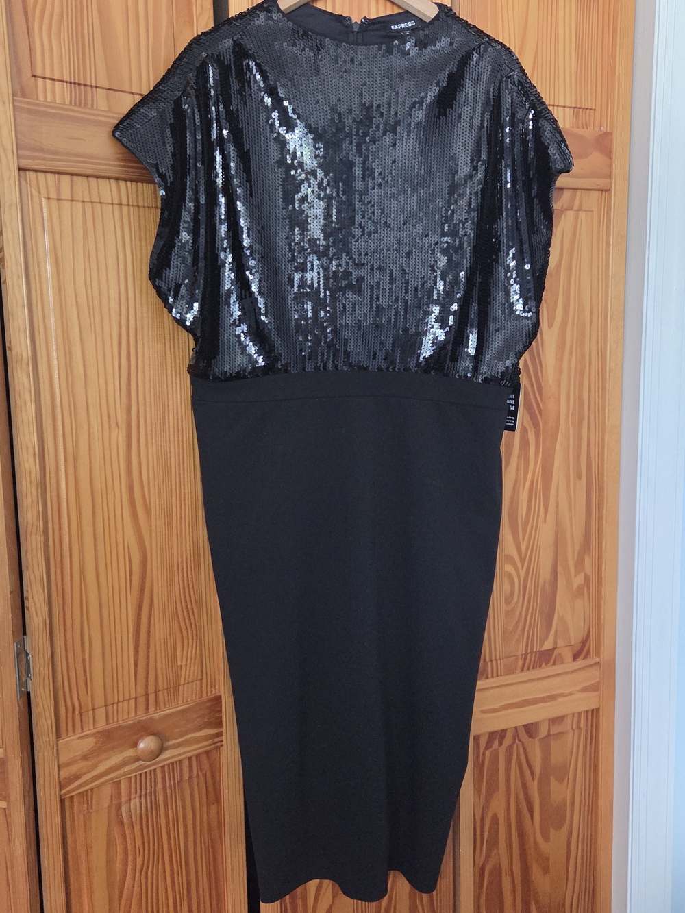 Express Black Sequin Midi Dress